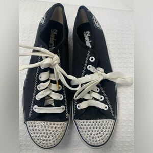 Skechers Black and White Studded Sneakers